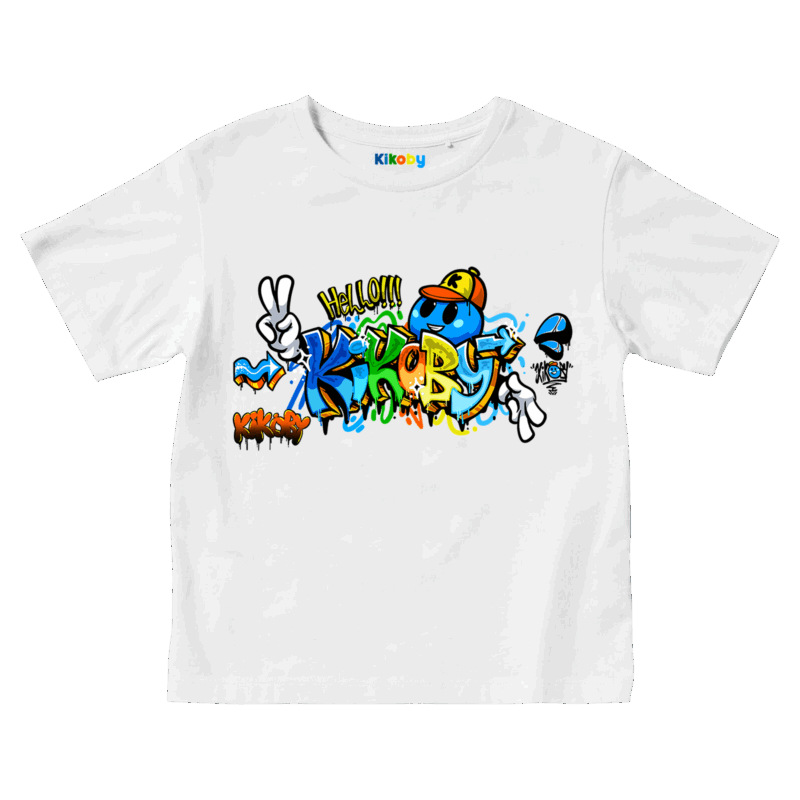 T-shirt Enfant Kikoby Graffiti - Blanc