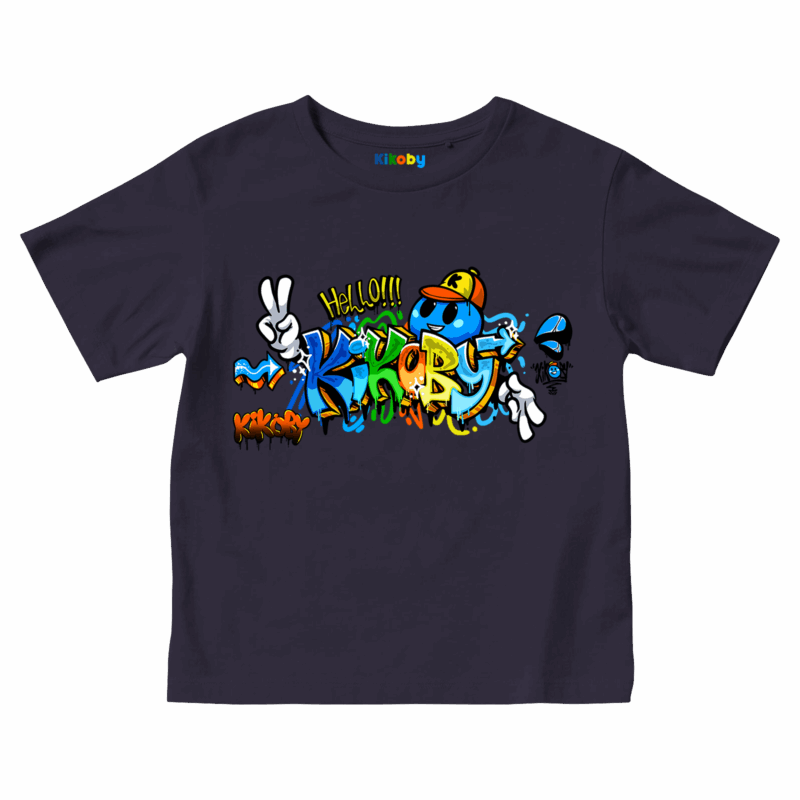 T-shirt Enfant Kikoby Graffiti - Bleu marine