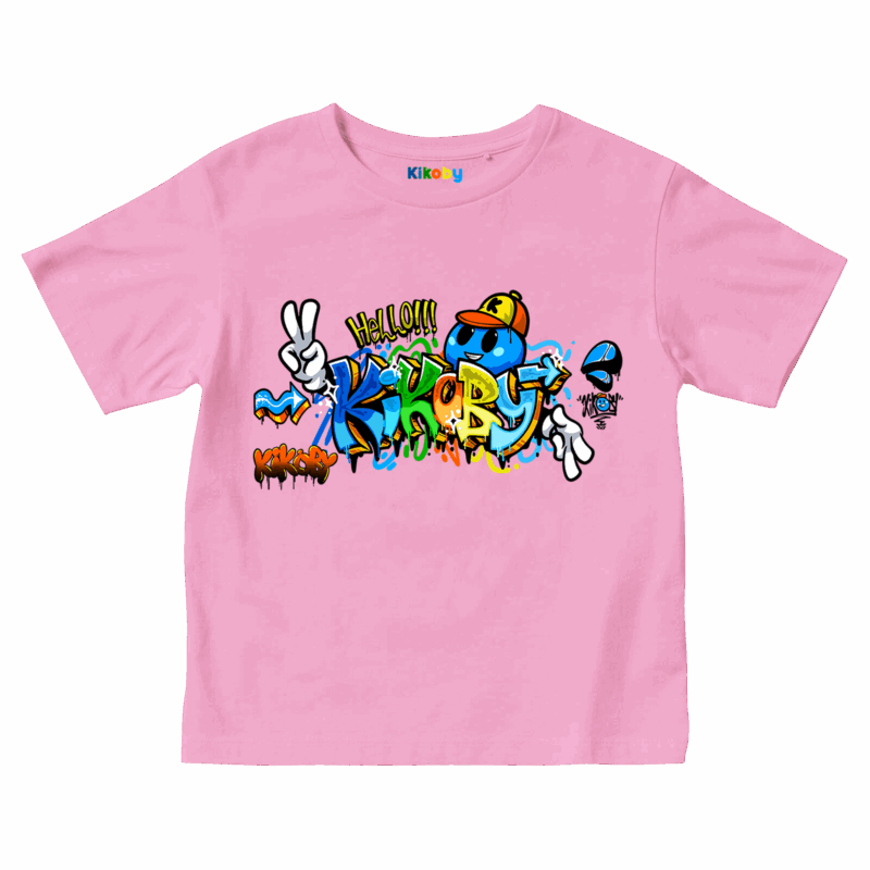 T-shirt Enfant Kikoby Graffiti - Rose