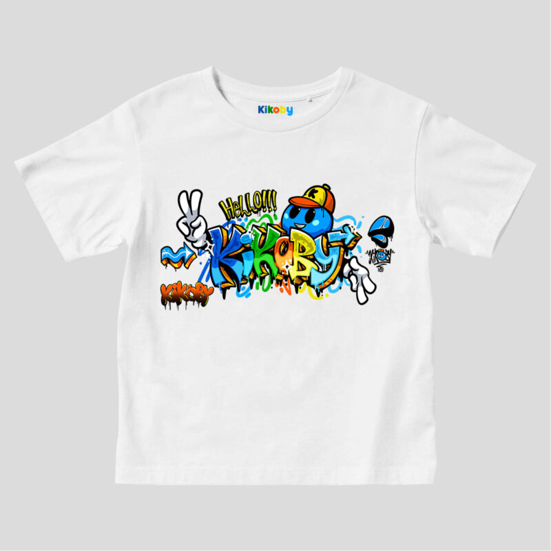 T-shirt Enfant Kikoby Graffiti - Blanc