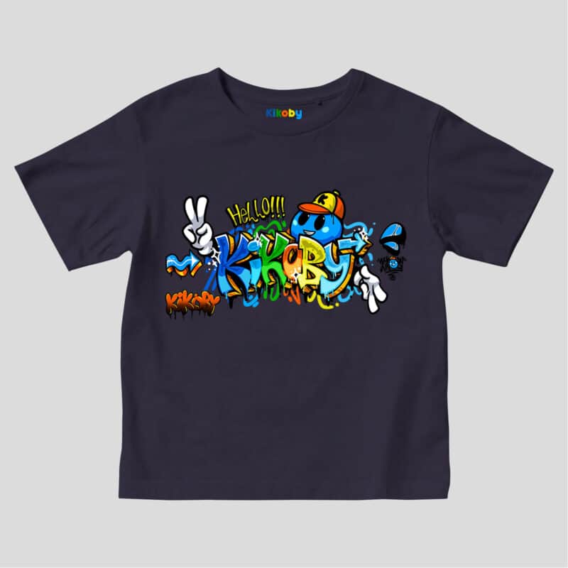 T-shirt Enfant Kikoby Graffiti - Bleu marine
