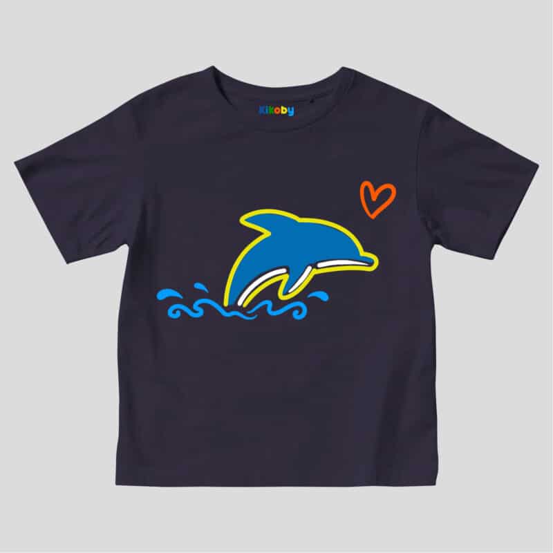 T-shirt Enfant Kikodolphin - Bleu marine
