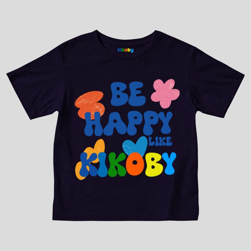 T-shirt Enfant Kikoby Be Happy - Bleu marine