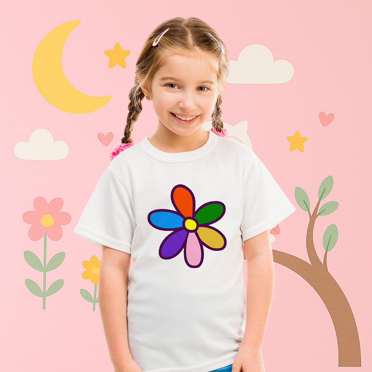 T-shirt enfant kikoflower blanc